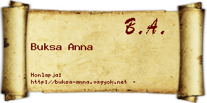 Buksa Anna névjegykártya