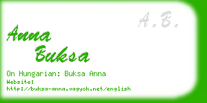 anna buksa business card